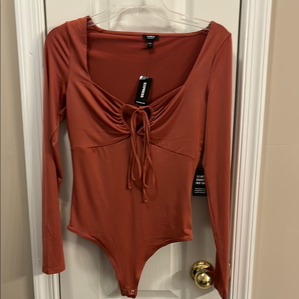 Express  Rust Long Sleeve Bodysuit size small